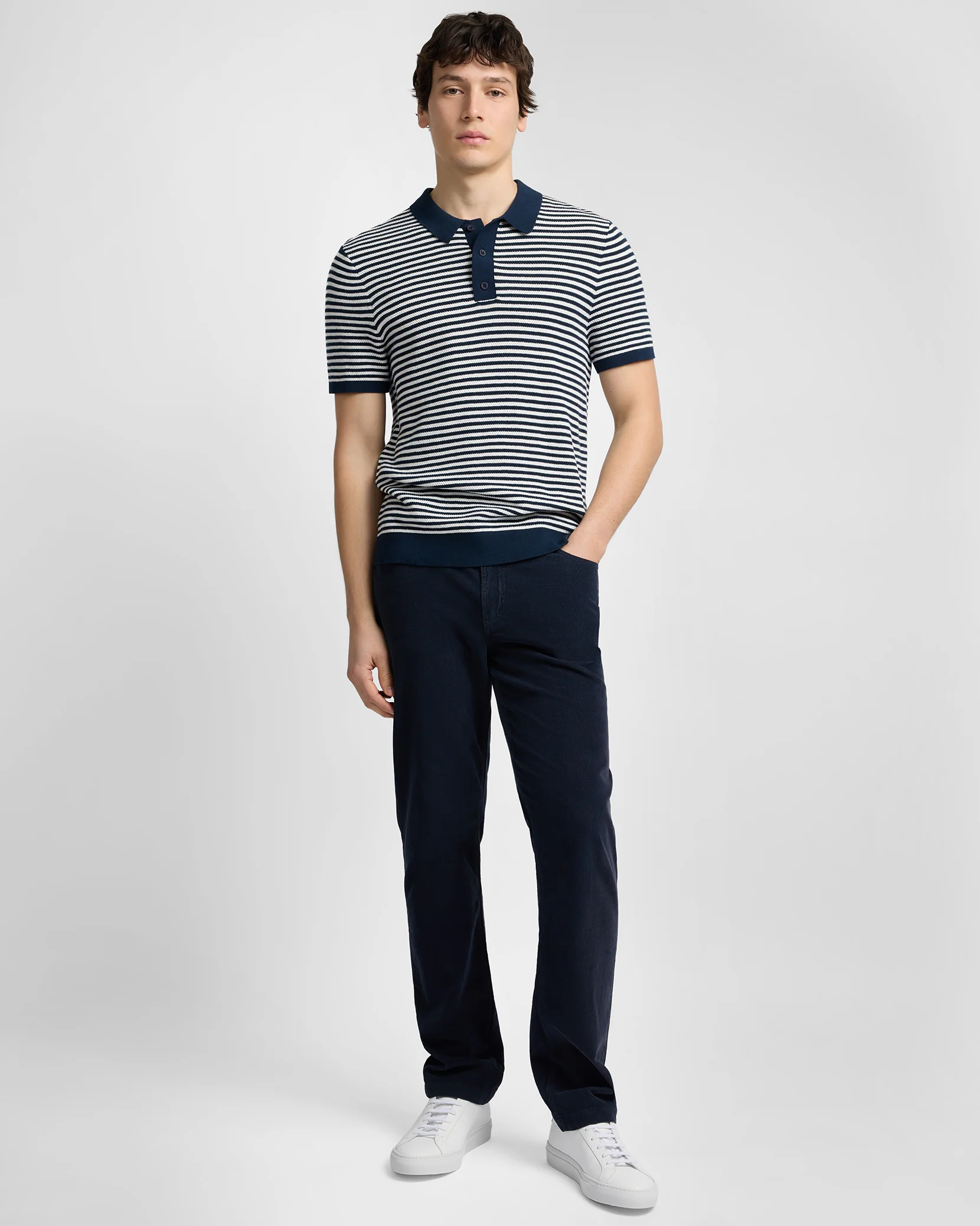 Cotton Textured Knit Polo - Image 3