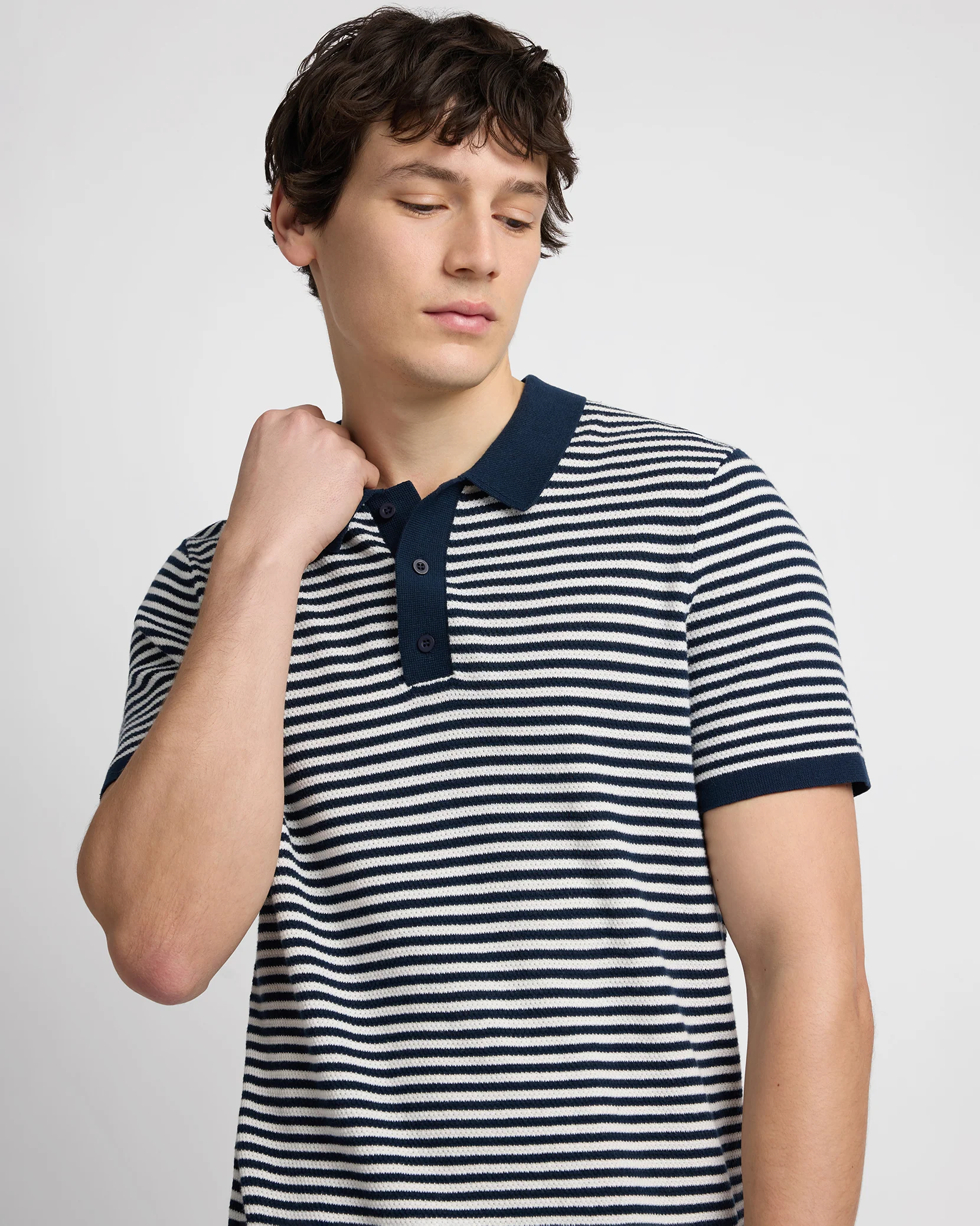 Cotton Textured Knit Polo - Image 4