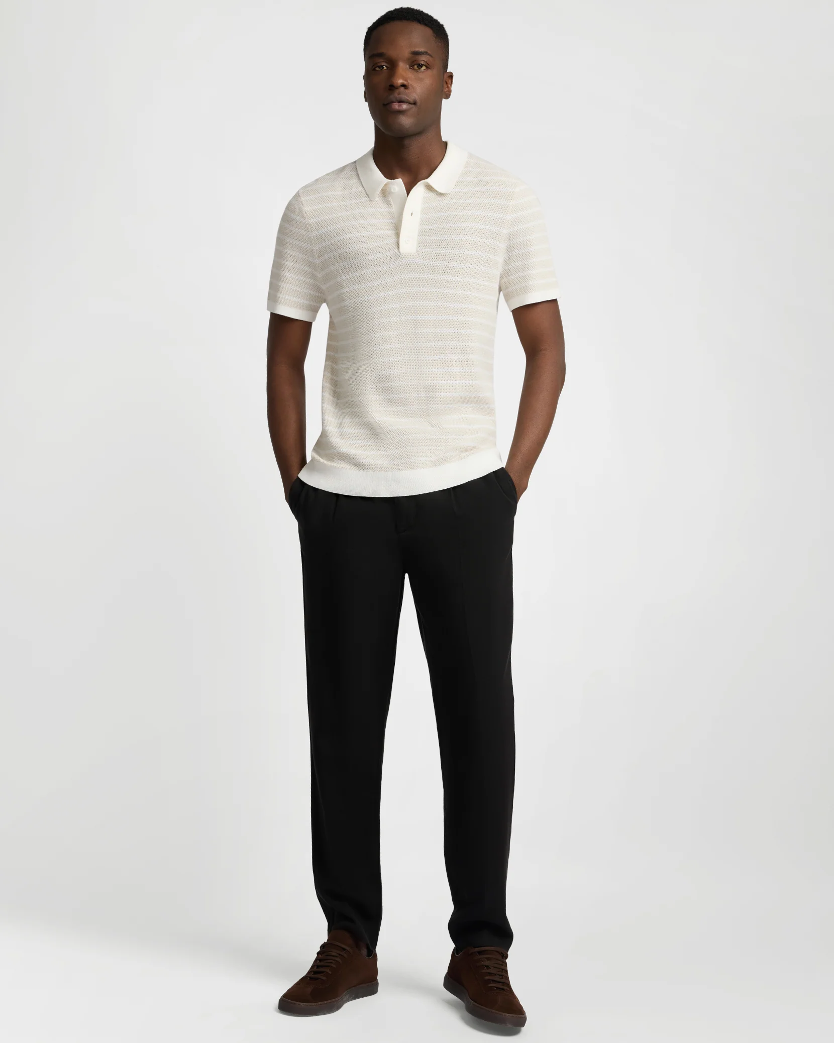 Cotton Textured Knit Polo - Image 3