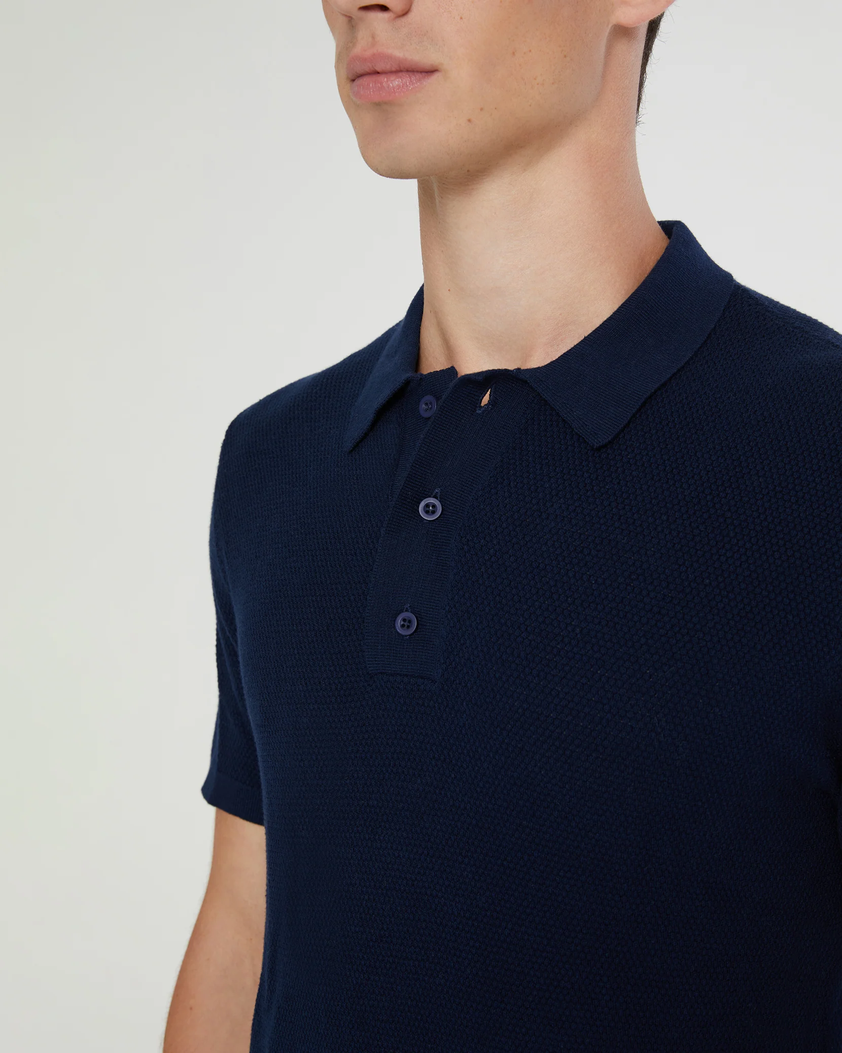 Cotton Textured Knit Polo - Image 3