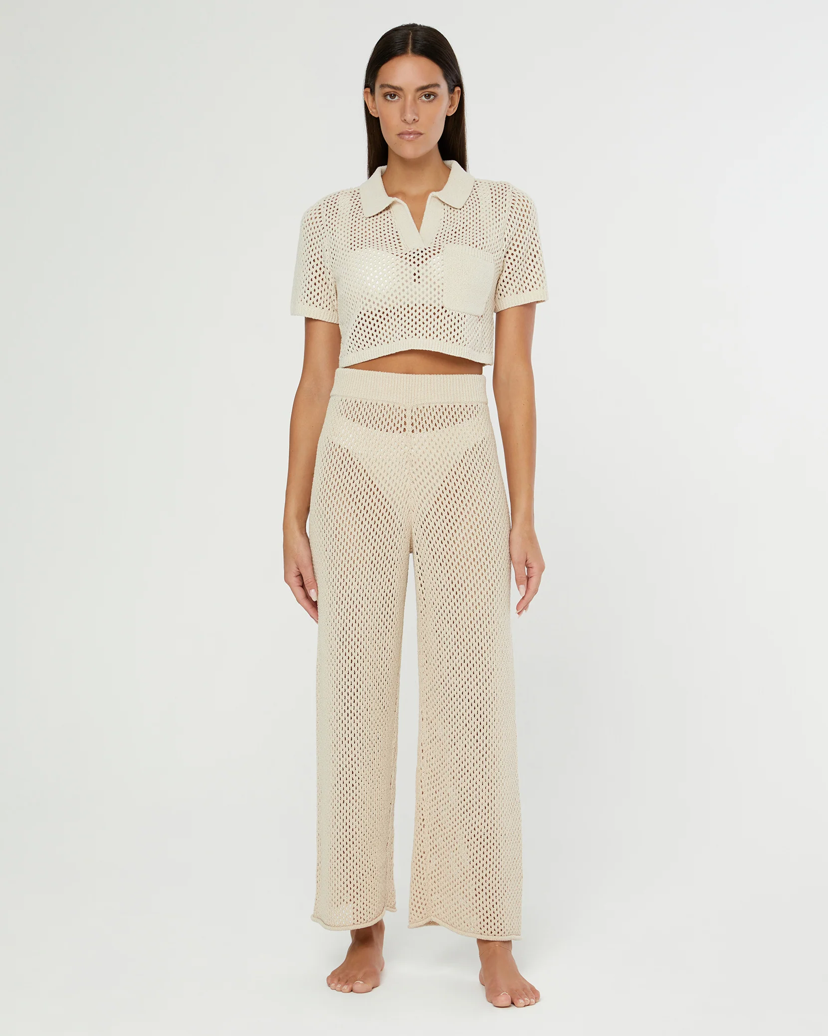 Crochet Knit Wide Leg Pant - Image 3