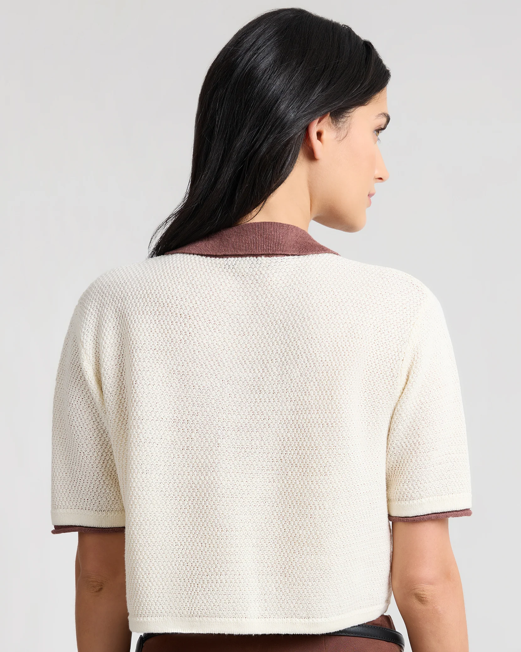 Cropped Knit Polo - Image 5