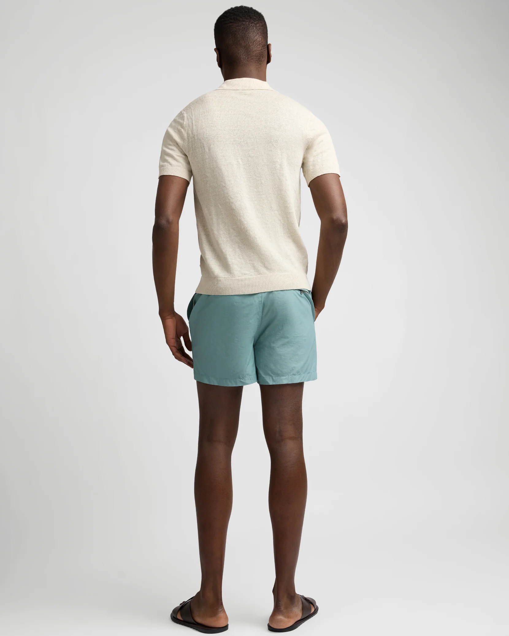 Linen Johnny Collar Polo Sweater - Image 5