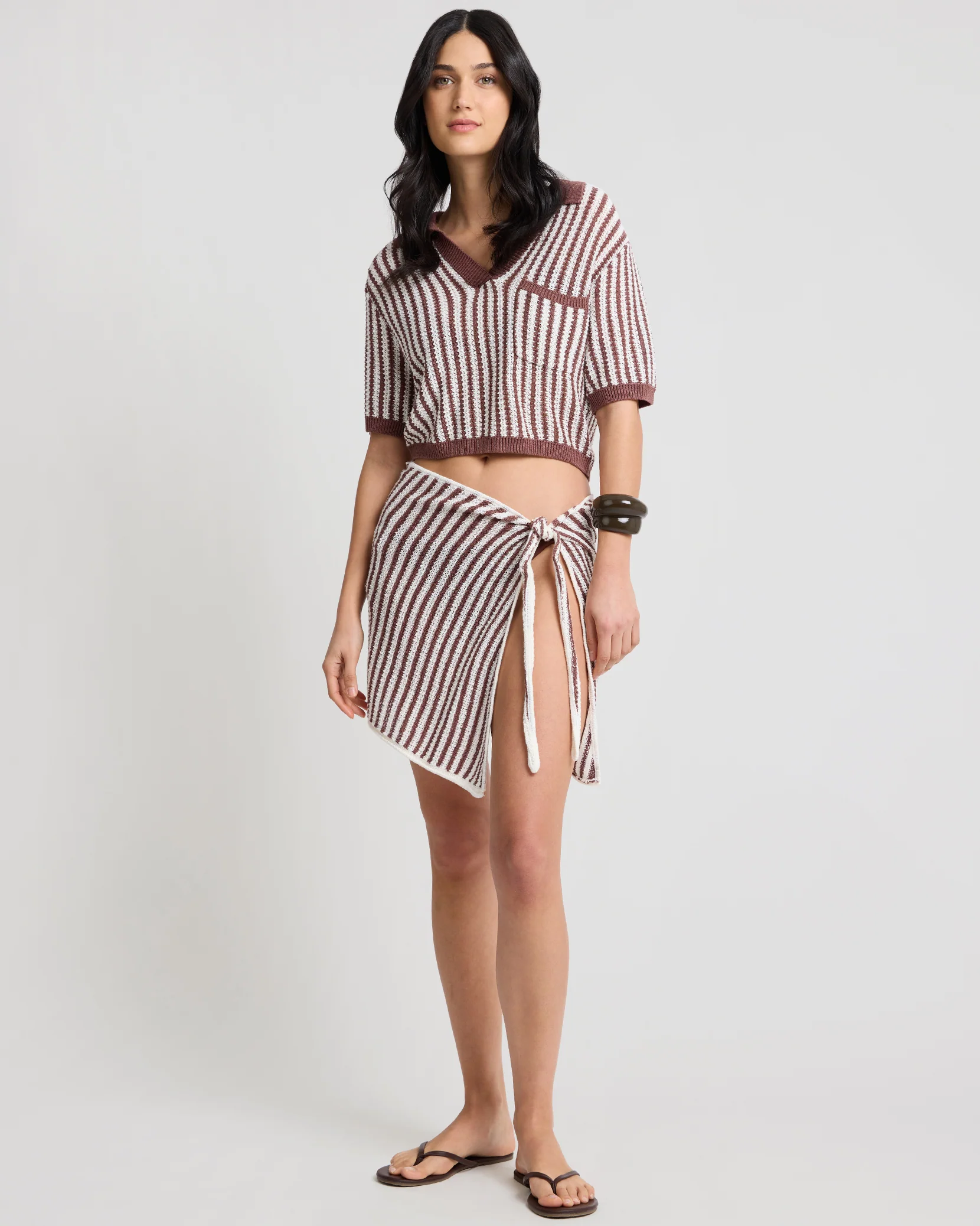 Linen Knit Cropped Polo - Image 3